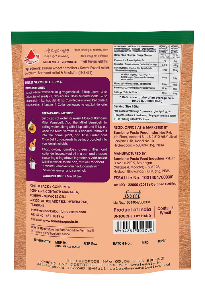 Bambino Multi Millet Vermicelli 200g