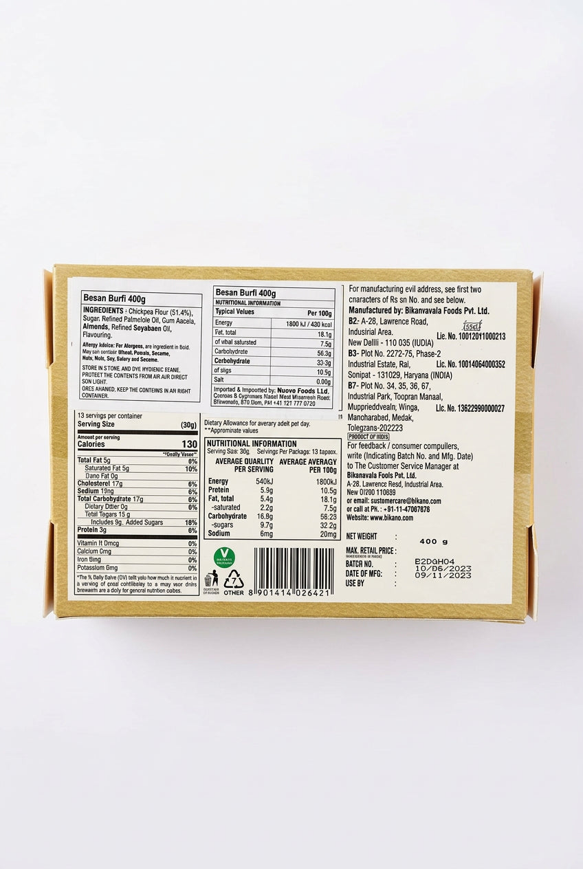 Bikano Sweets Besan Burfi 400g