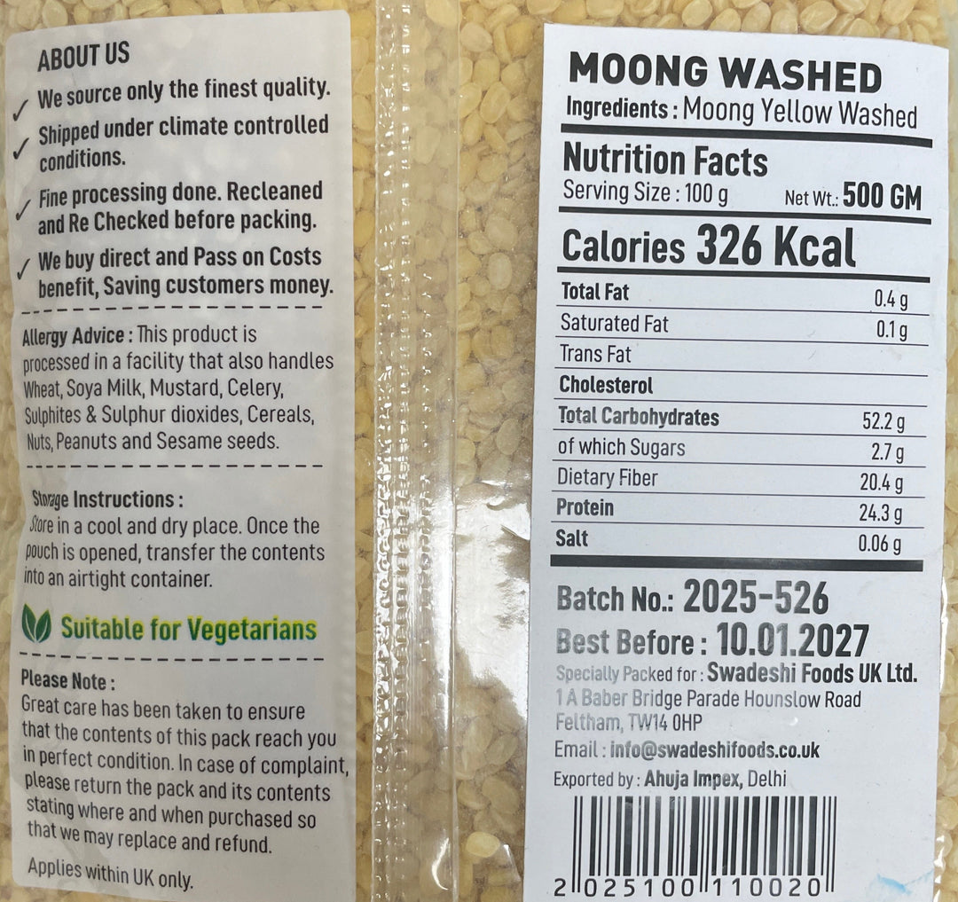Food Factory Lentils Mung Washed Indian 500g