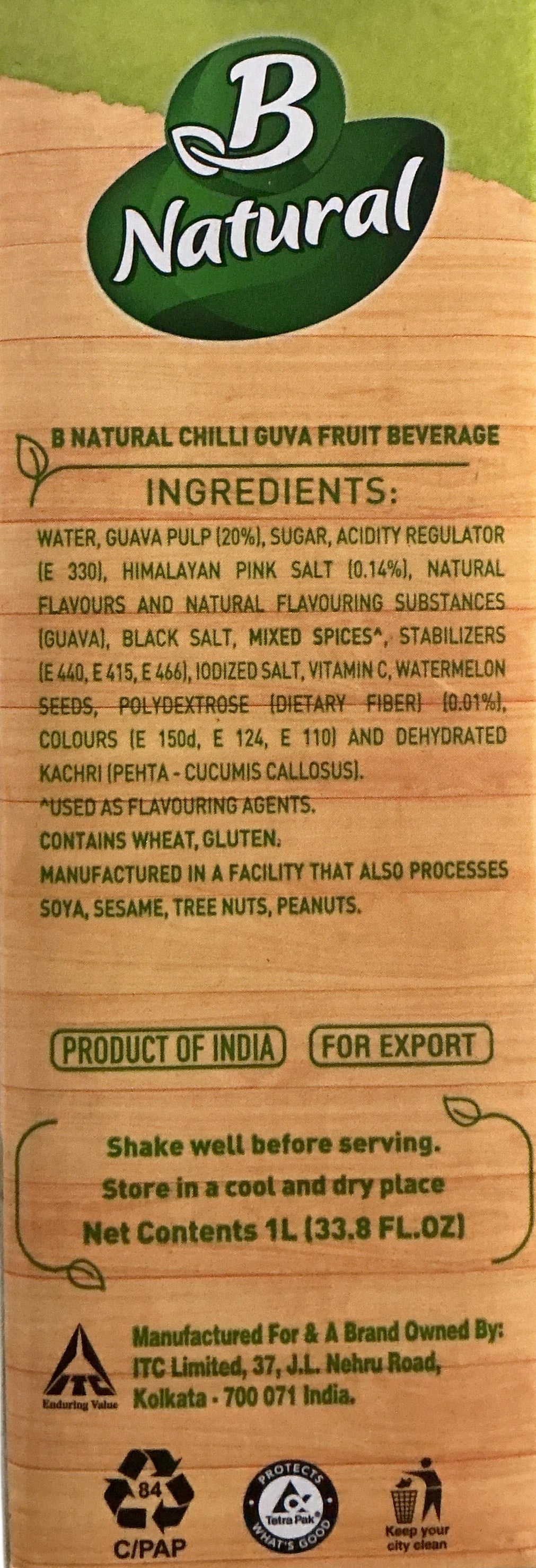 B Natural Juice Chilli Guava 1Ltr
