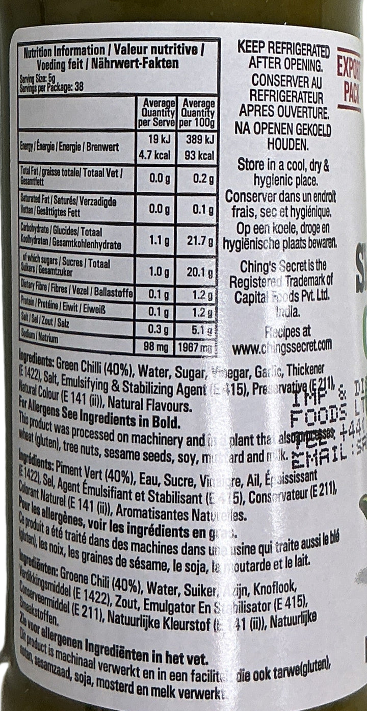 Chings Sriracha Sauce Green Chilli 190g