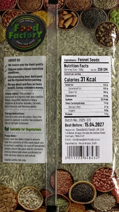 Food Factory Fennel Seeds 250g