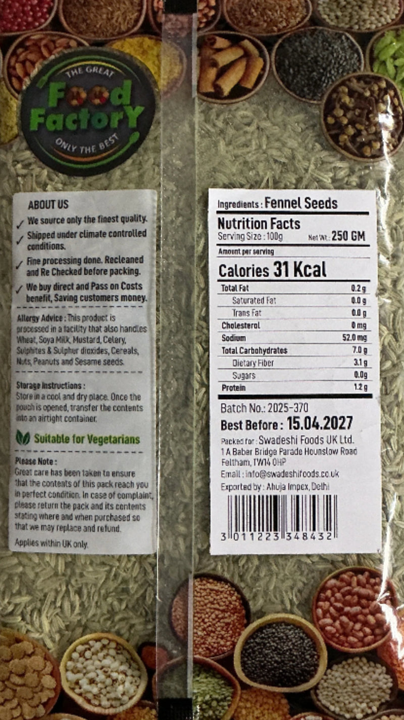 Food Factory Fennel Seeds 250g