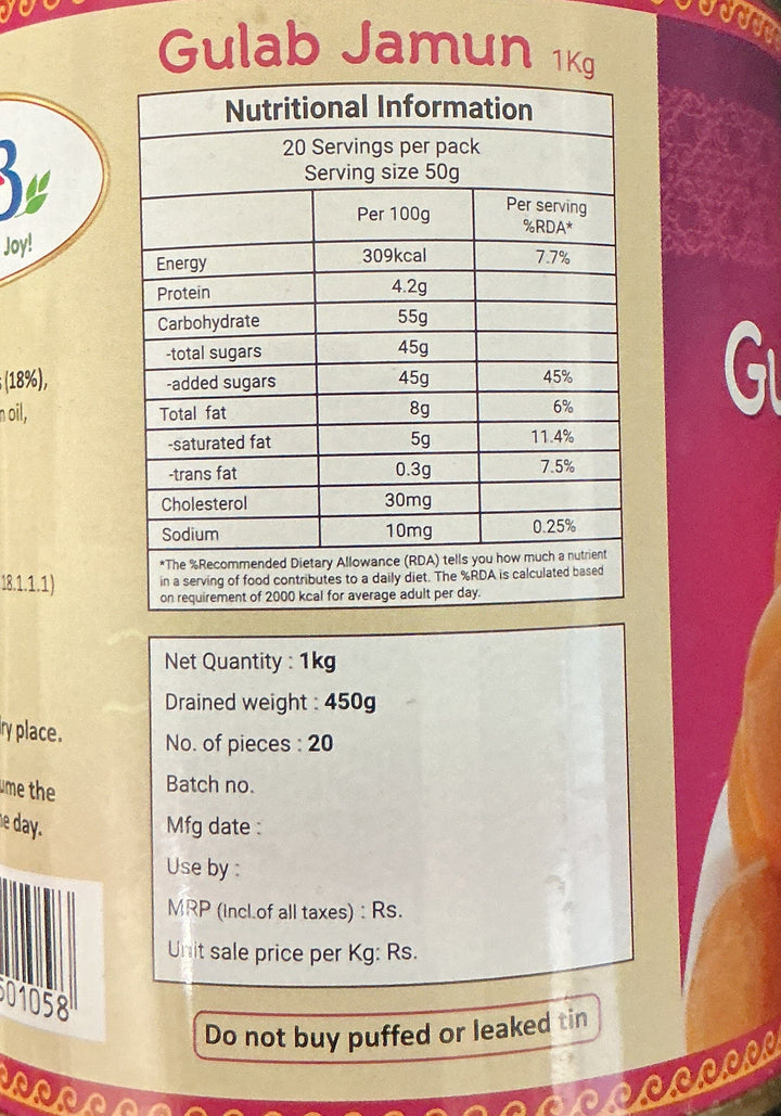 A2B Gulab Jamun 1Kg
