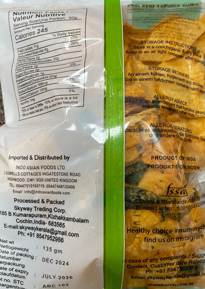 Malabar Choice Peri Peri Tapioca Chips 150g