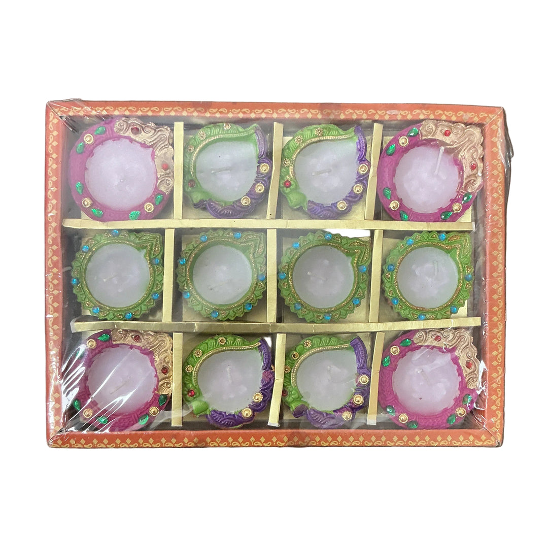 Diwali Designer Clay Diyas With Wax 12 Pack A7