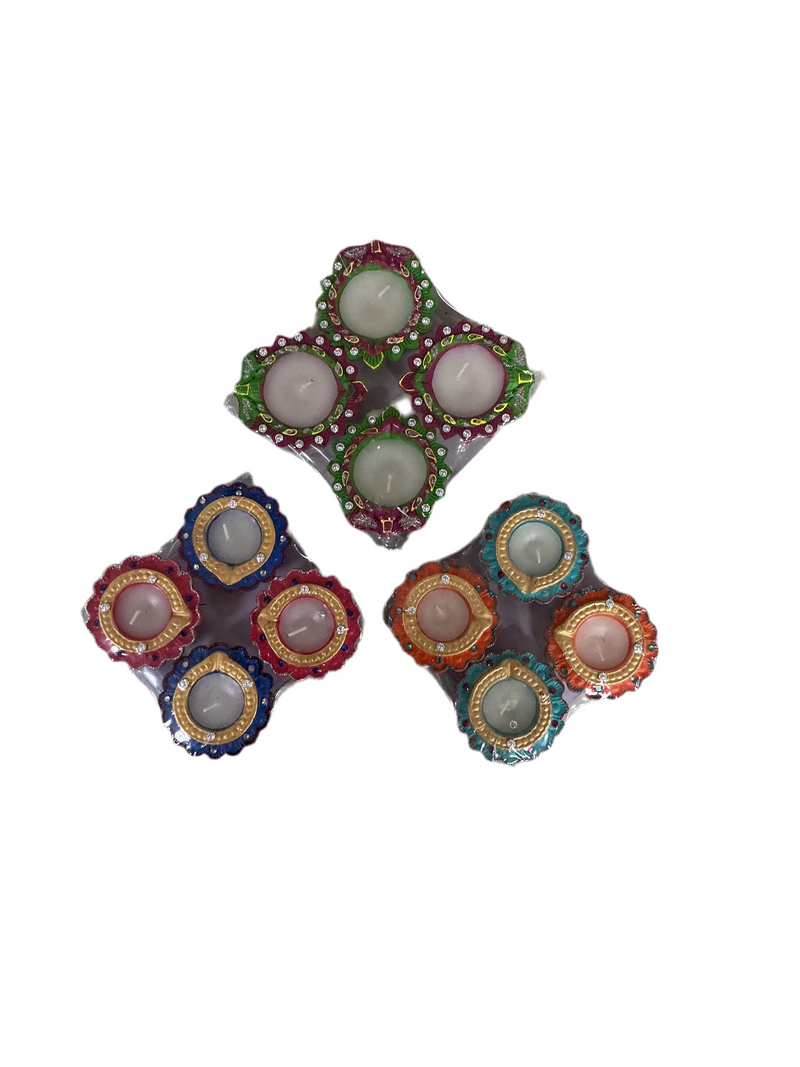 Diwali Designer Clay Diyas With Wax 12 Pack  Assorted C13 C14 C15
