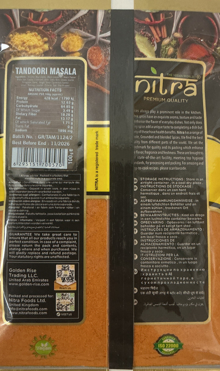Nitra Spices Tandoori Masala 100g Mix & Match Any 3 for £1.98 - ExoticEstore