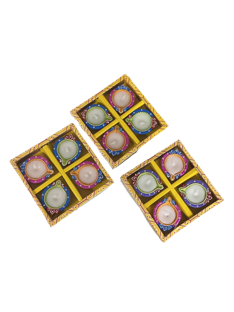 Diwali Designer Clay Diyas With Wax 12 Pack C11