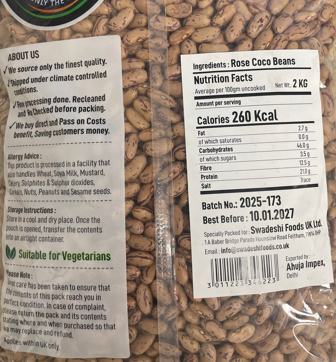 Food Factory Beans Rose Coco Rajmah Indian 2Kg