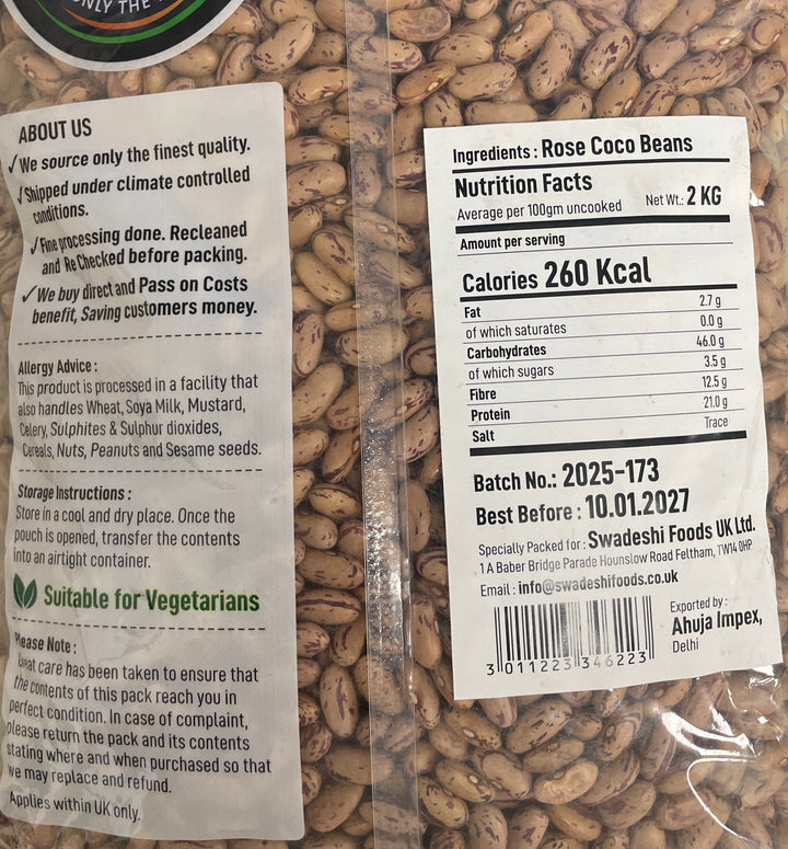 Food Factory Beans Rose Coco Rajmah Indian 2Kg