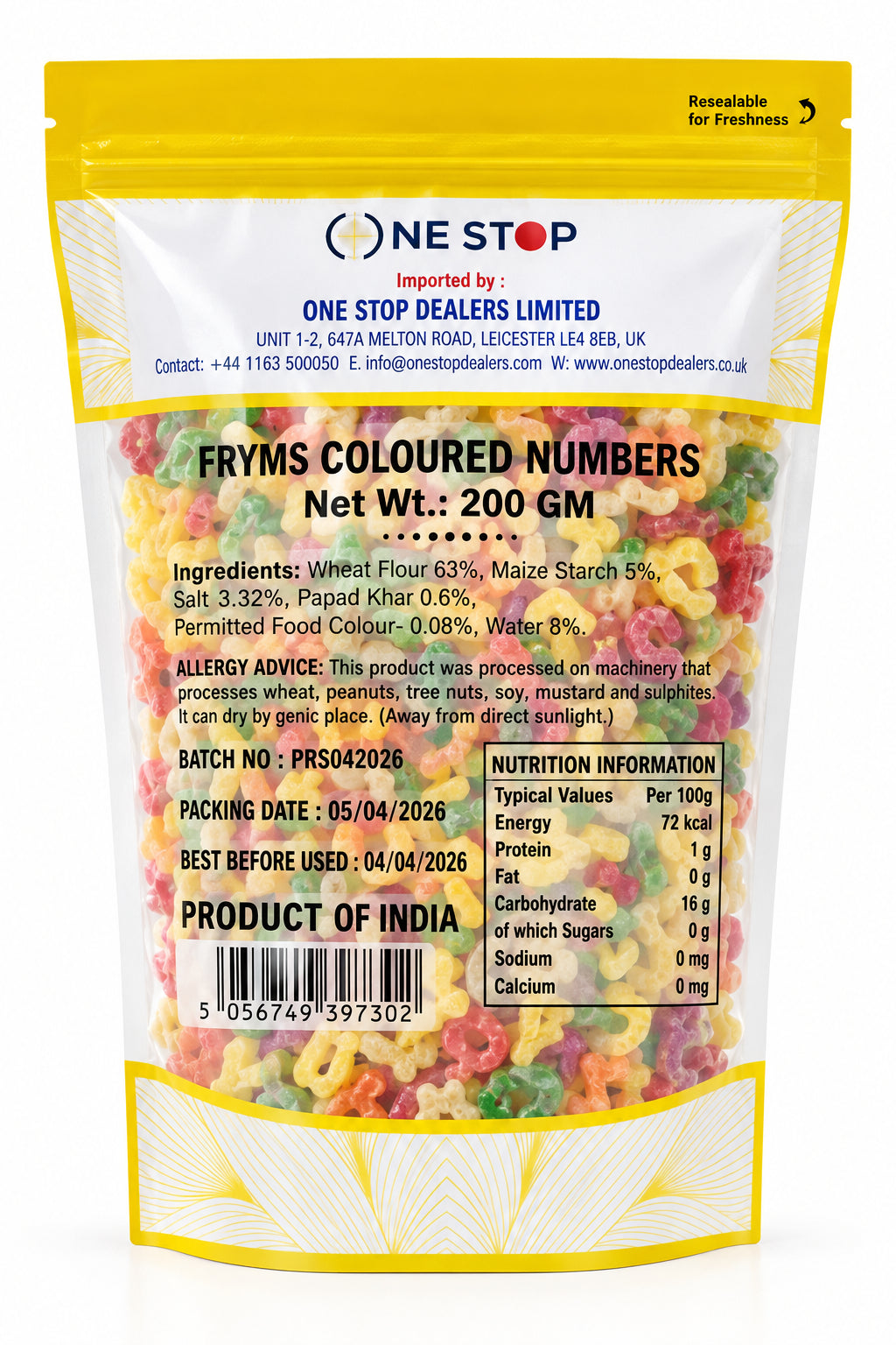 One Stop Fryms Coloured Numbers 200g