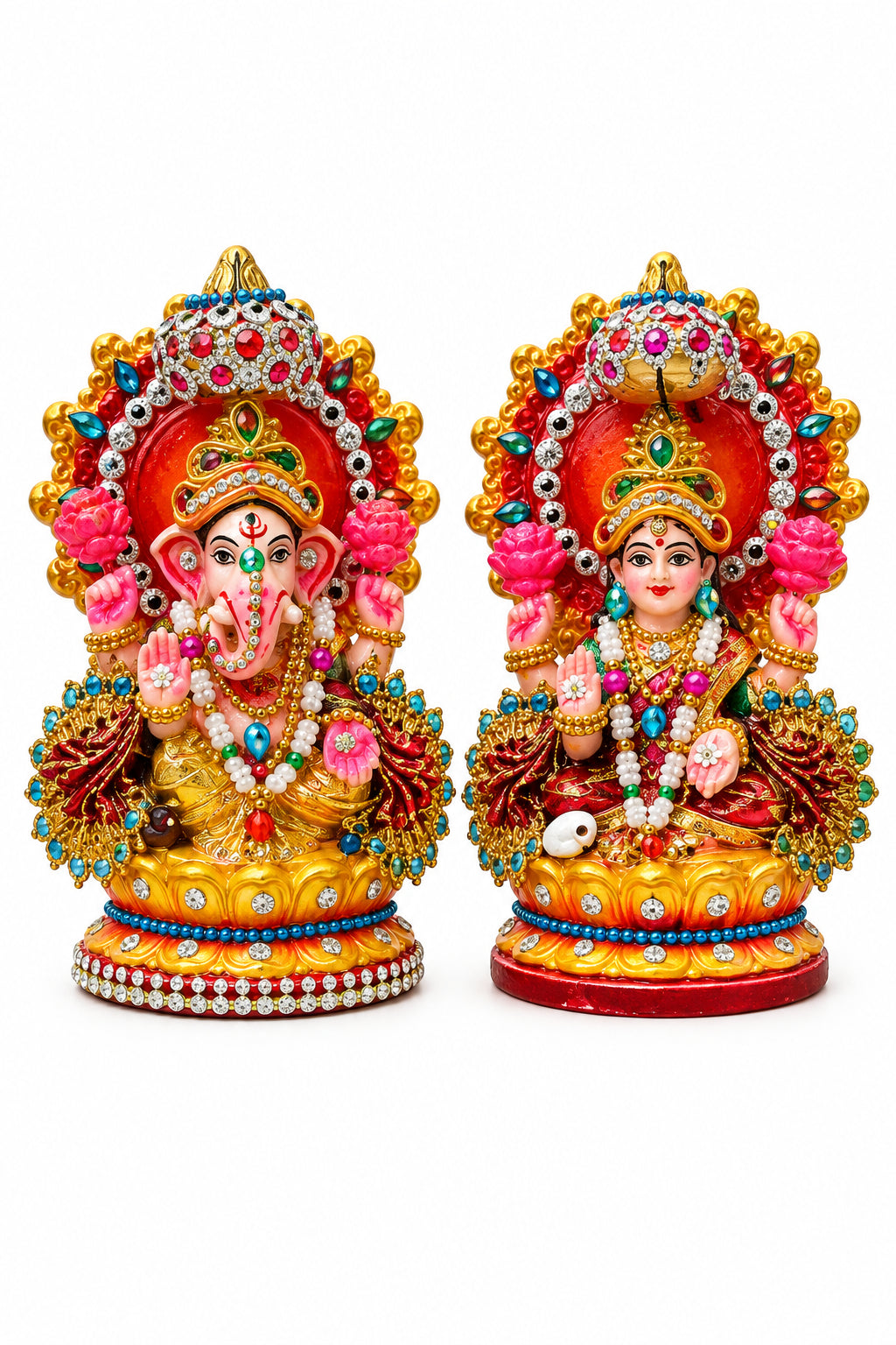 Laxmi Ji &amp; Ganesh Ji Idols 14cm Design E