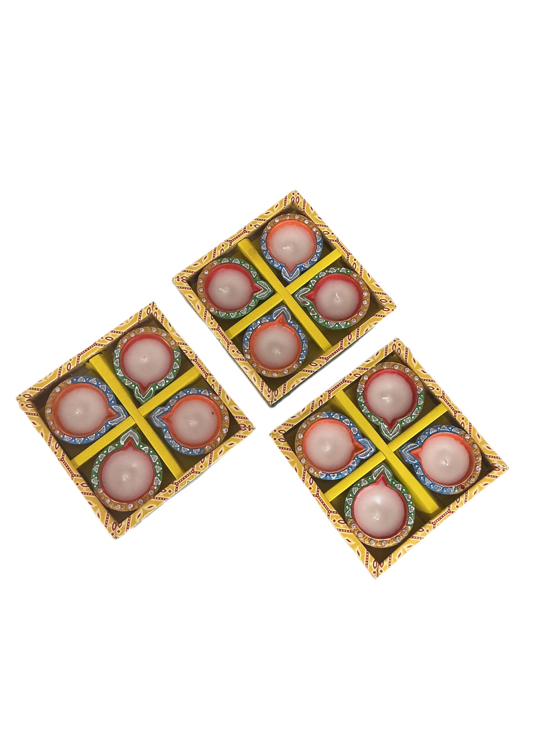 Diwali Designer Clay Diyas With Wax 12 Pack C9