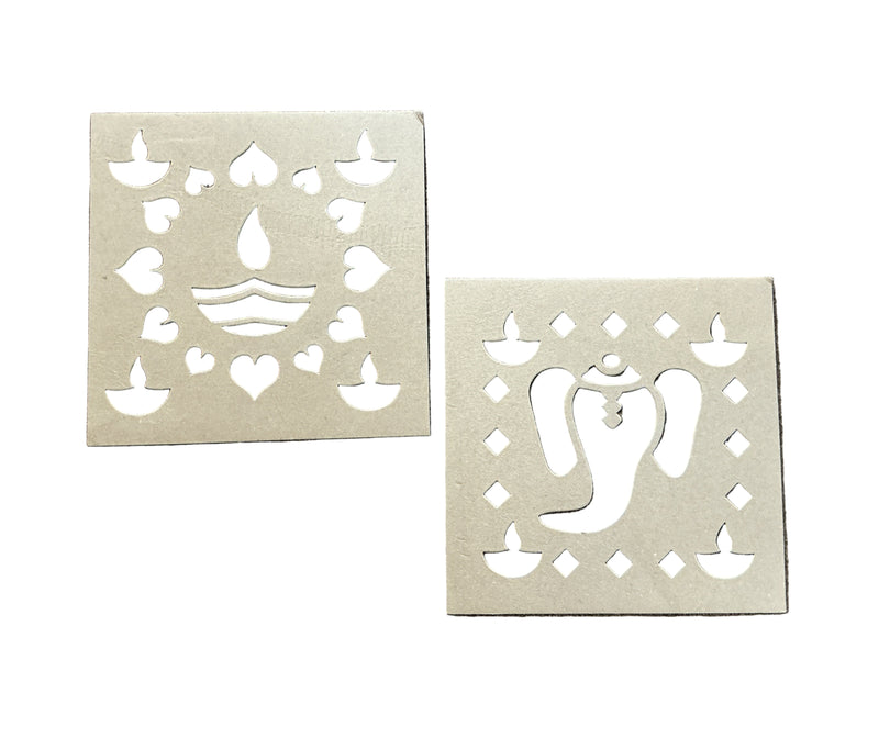 Rangoli Stencil Shree Ganesh Ji & Diya 2 Pack Design A