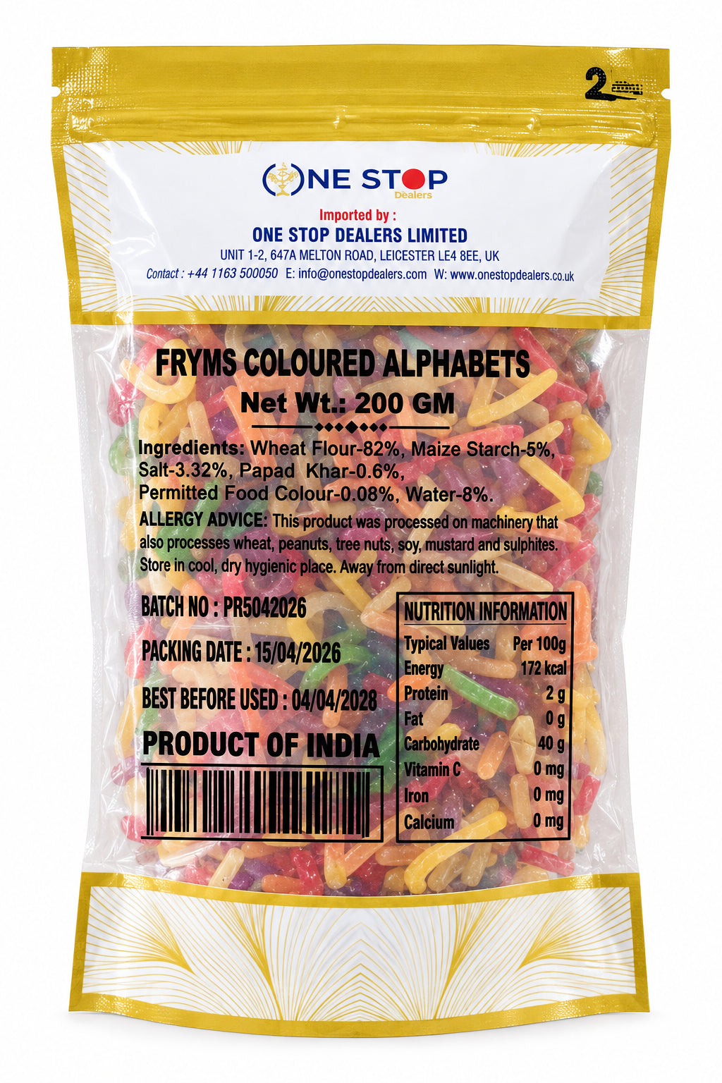 One Stop Fryms Coloured Alphabets  200g