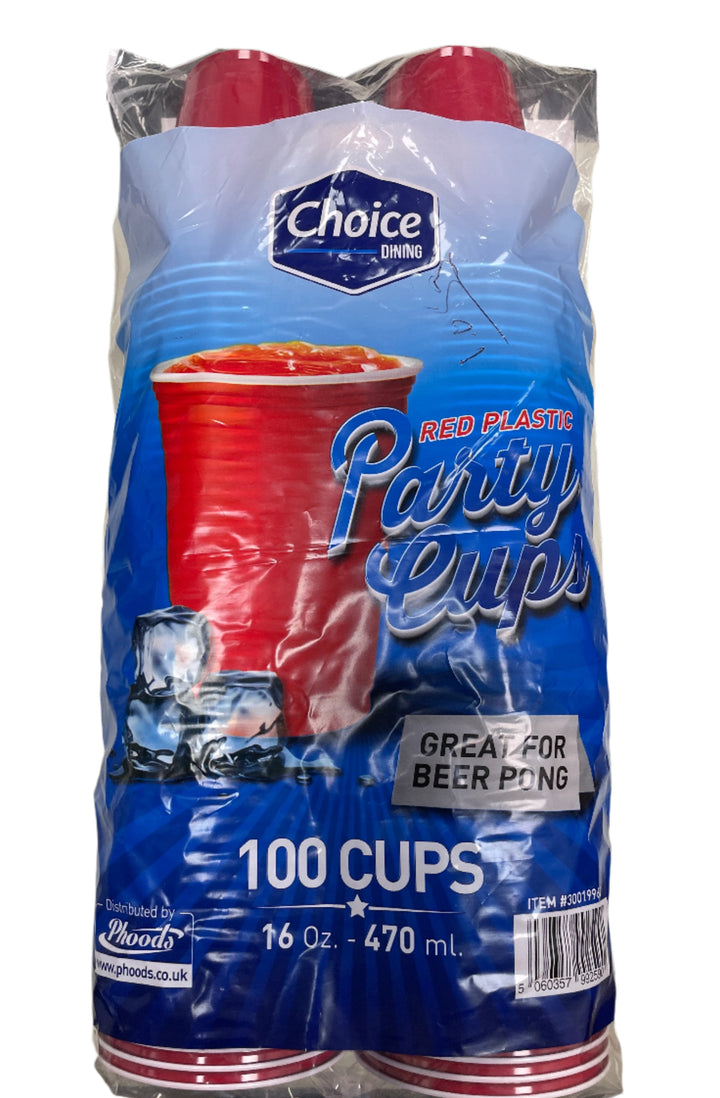 Choice Dining Red Plastic Party Cups 450ml Pack of 100 Reusable