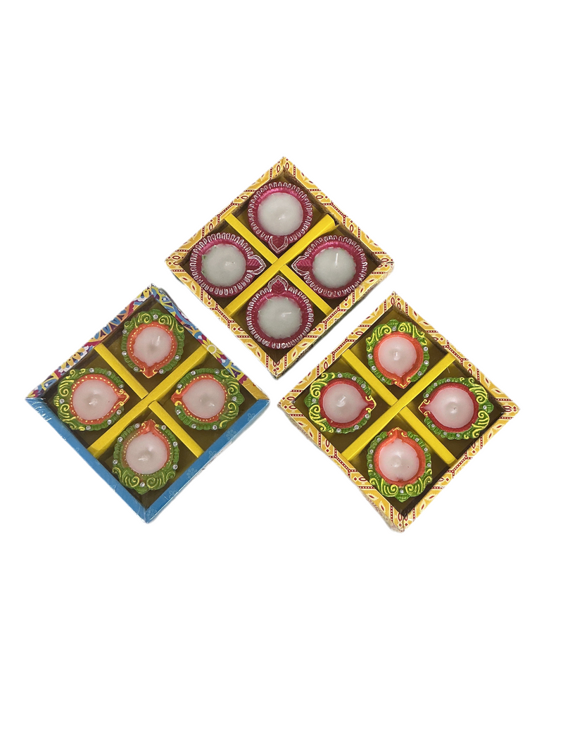 Diwali Designer Clay Diyas With Wax 12 Pack Assorted C3 C12