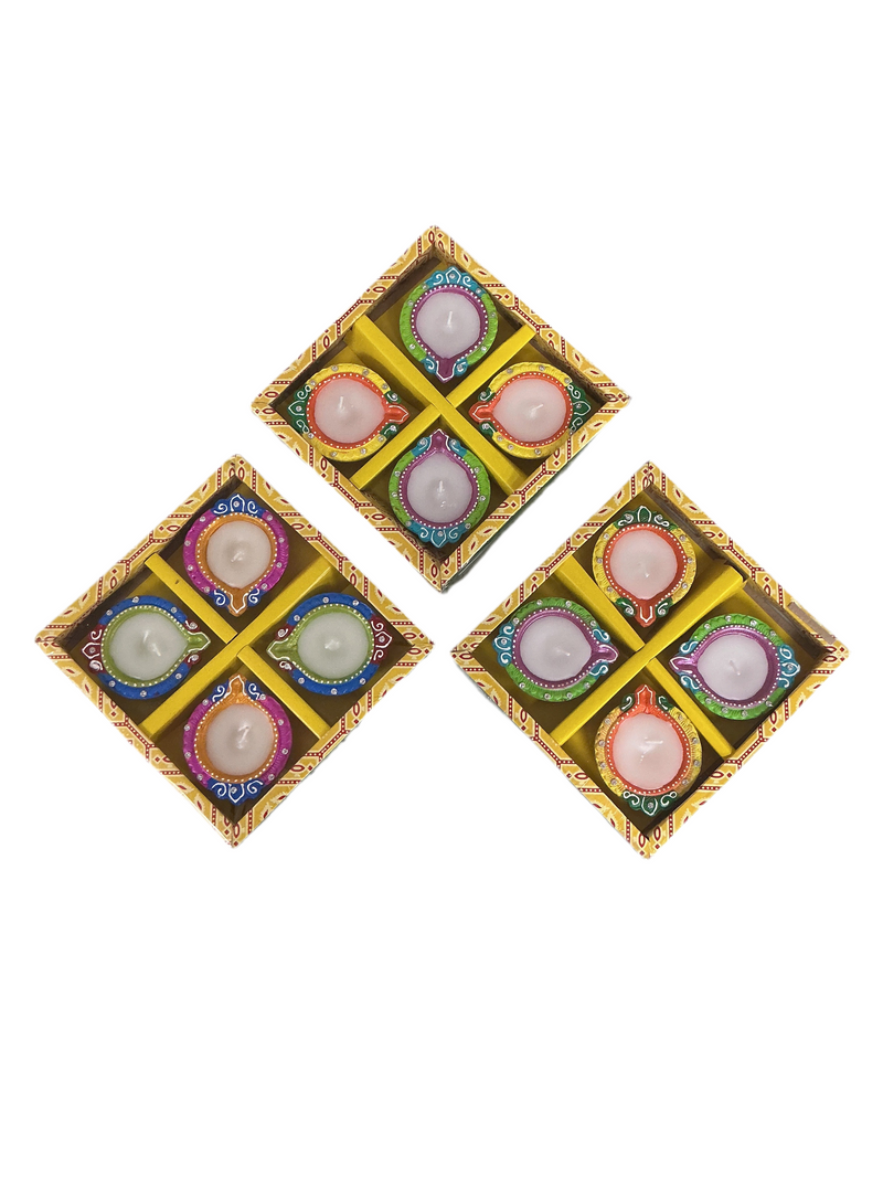 Diwali Designer Clay Diyas With Wax 12 Pack  Assorted C7 C11