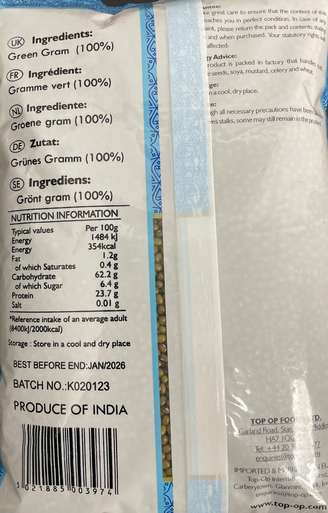 Top Op Beans Mung 2Kg