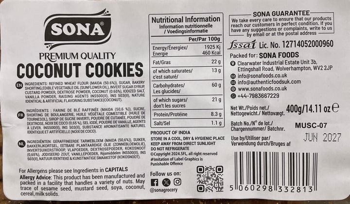 Sona Cookies Coconut 400g
