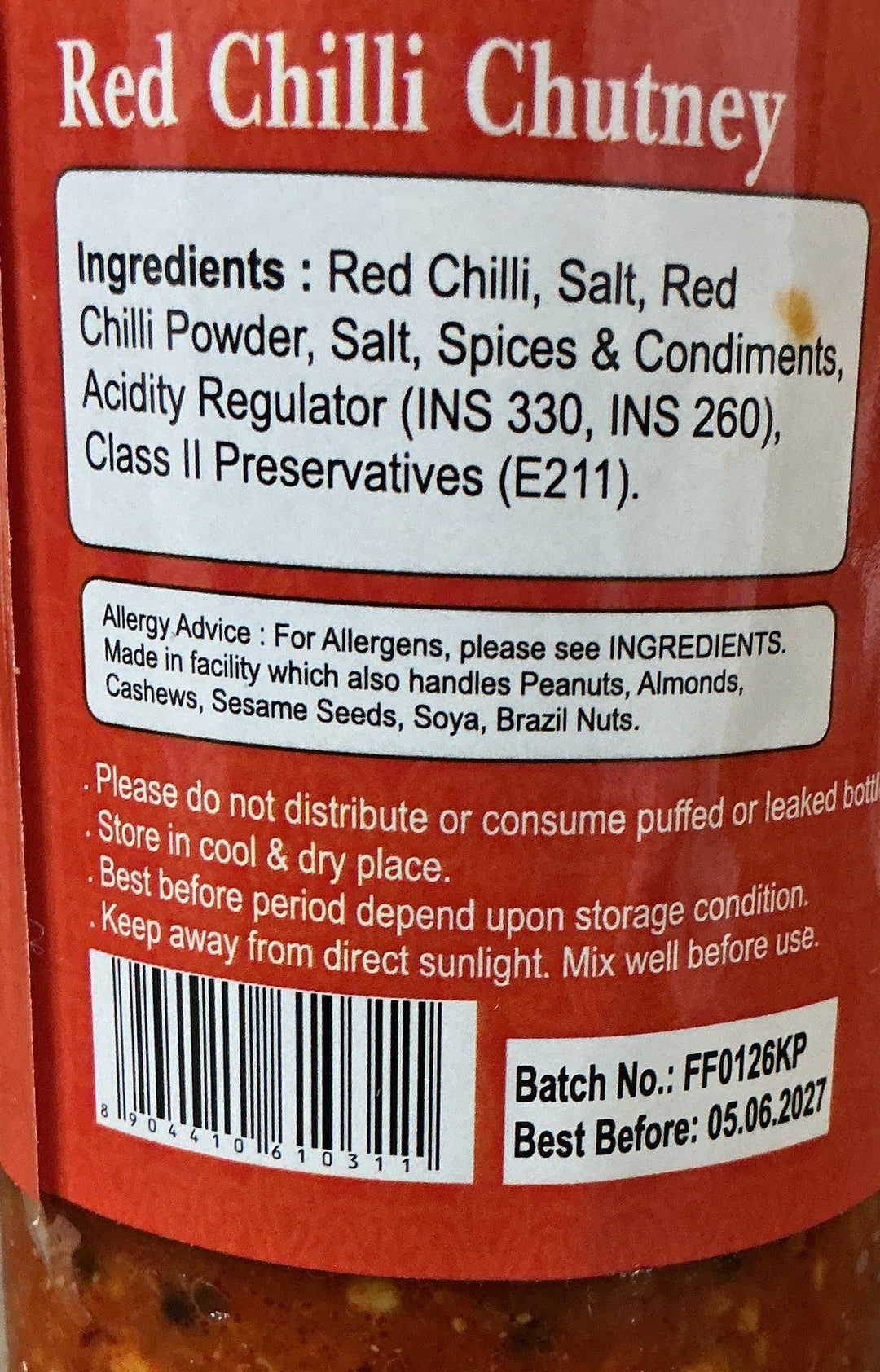 Food Factory Chutney Red Chilli 220g