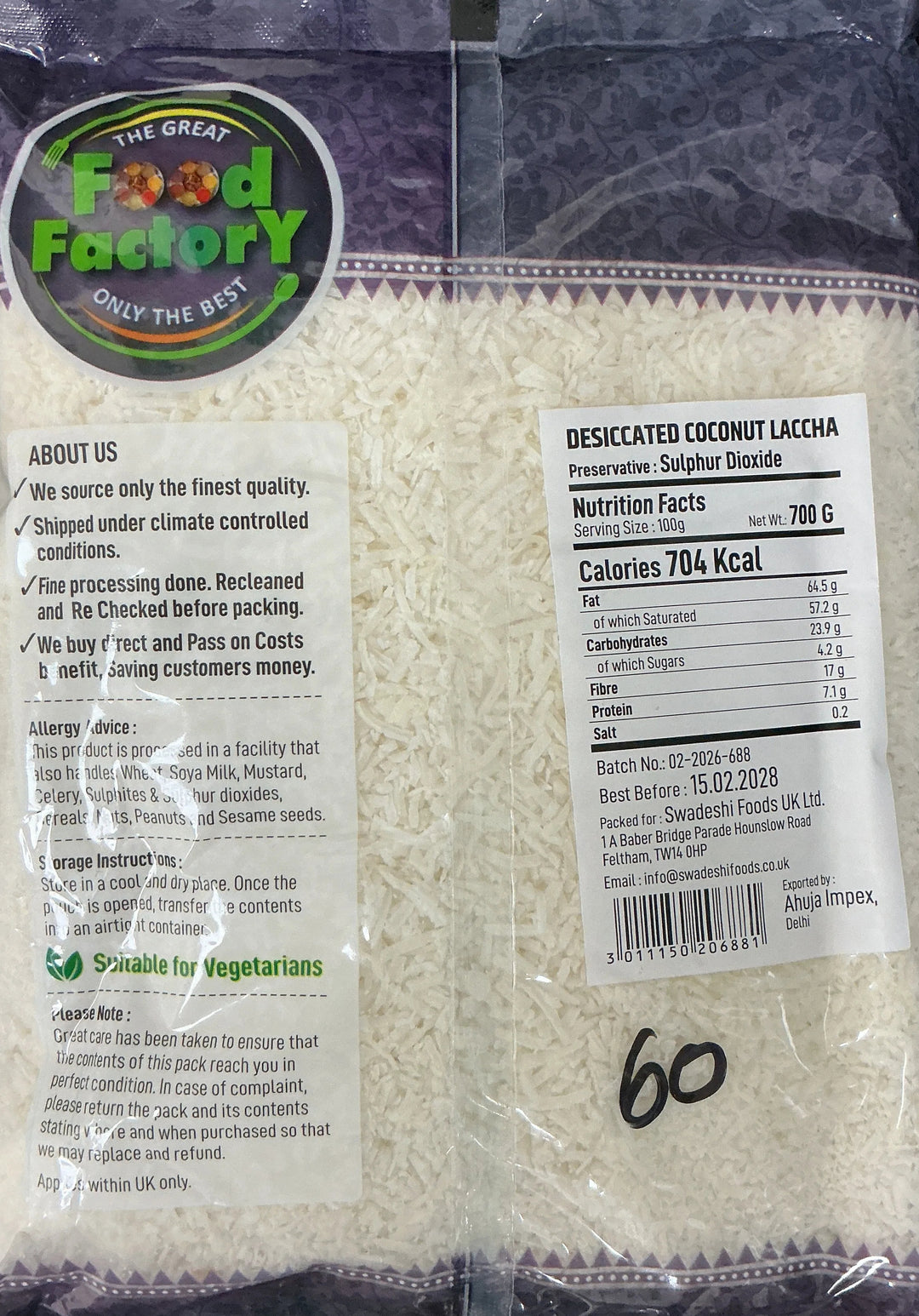 Food Factory Desiccated Coconut Lachha 700g