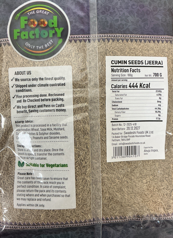 Food Factory Cumin Seeds Indian 700g