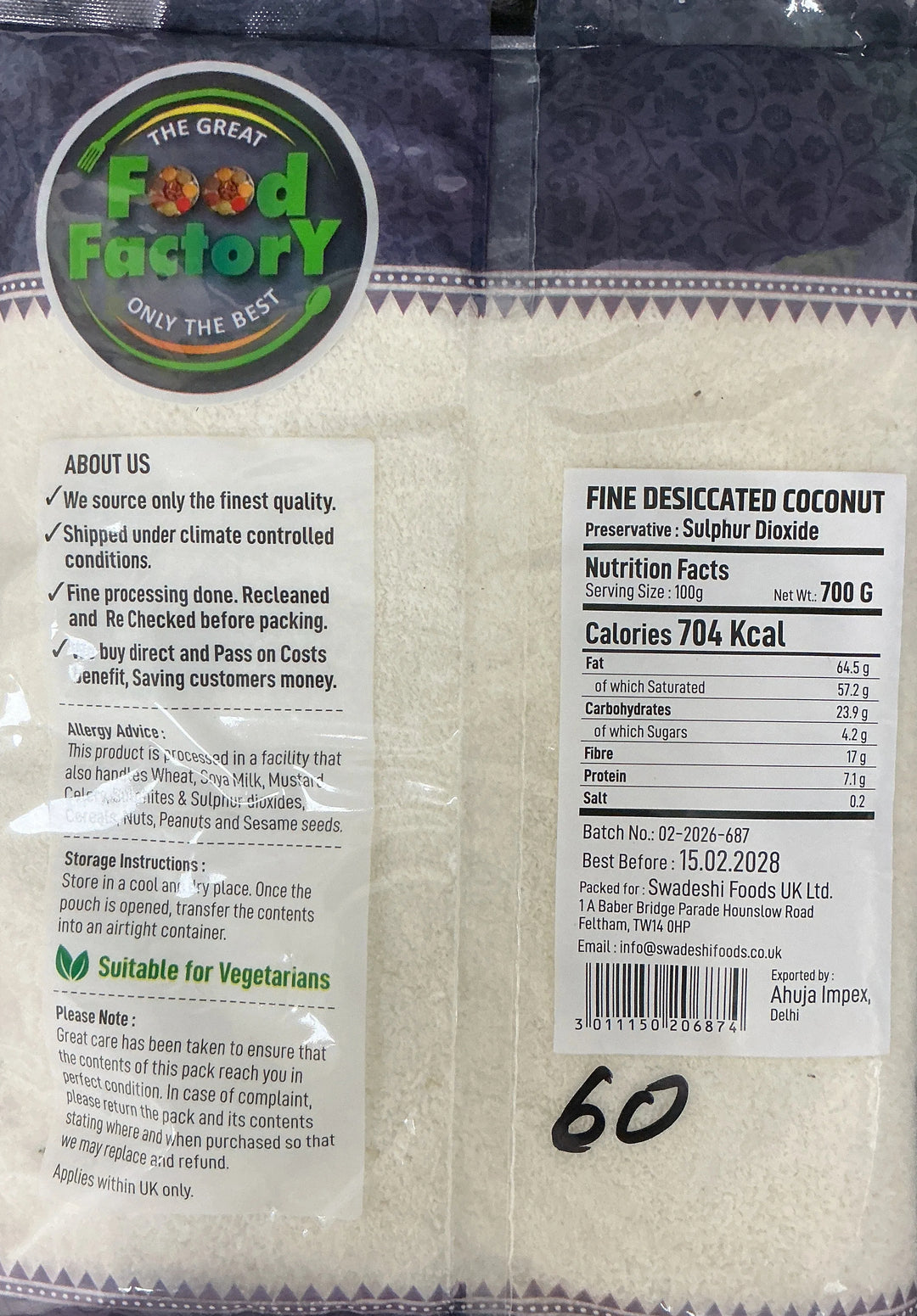 Food Factory Desiccated Coconut Fine 700g
