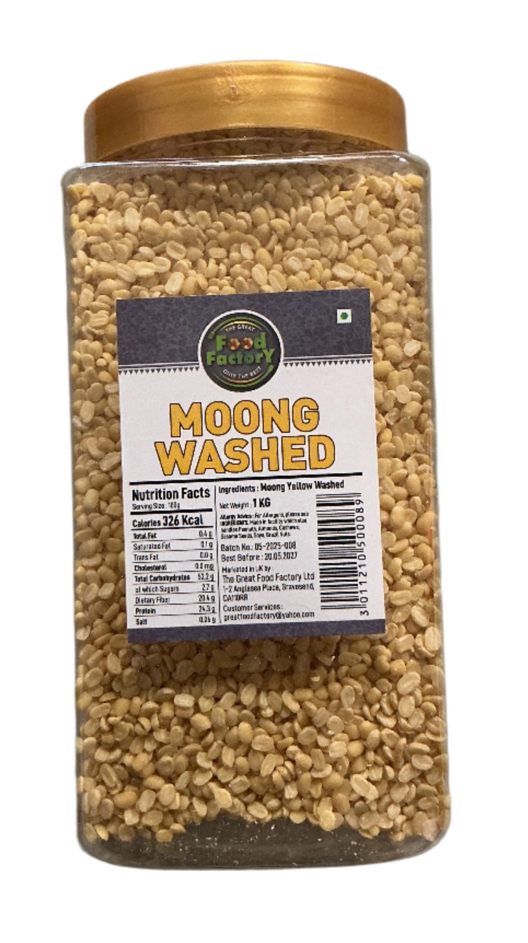 Food Factory Lentils Moong Dall Washed In Jar 1Kg