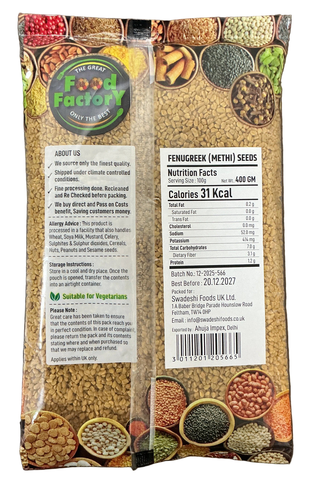 Food Factory Seeds Fenugreek Methi 400g