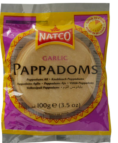 Natco Pappadum Garlic 100g