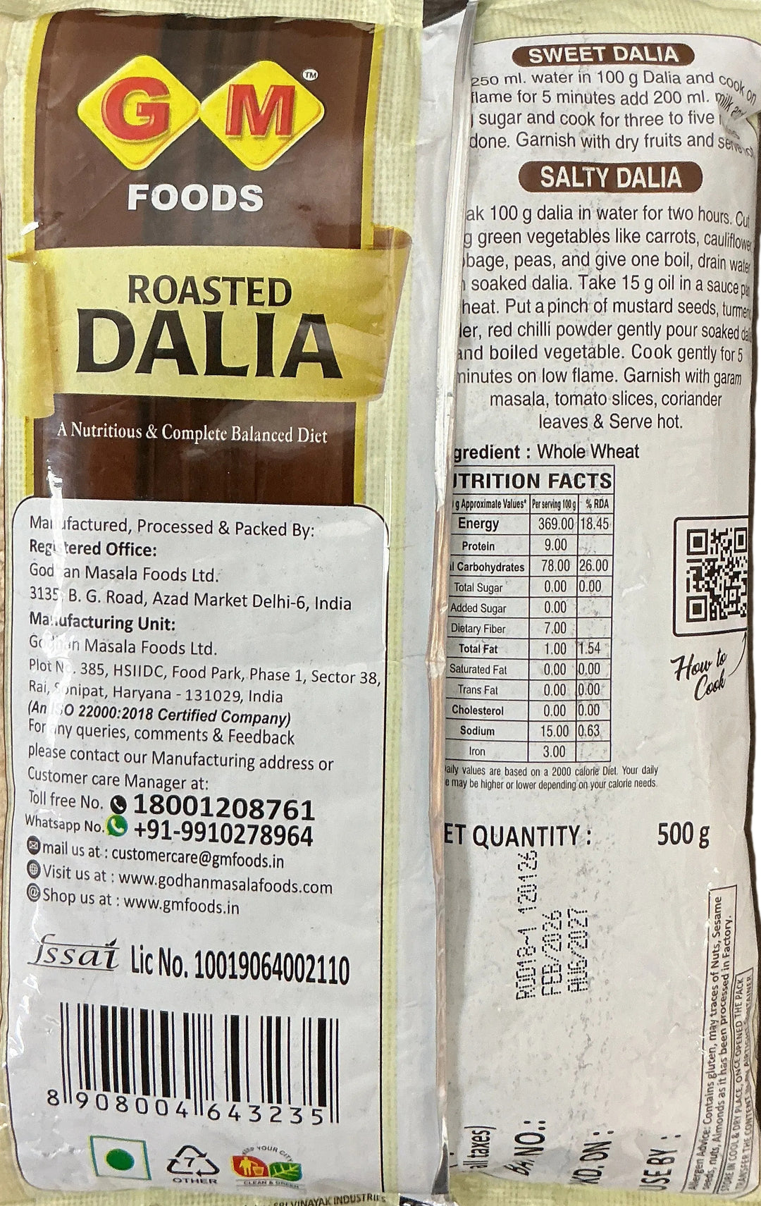 GM Foods Dalia Roasted 500g