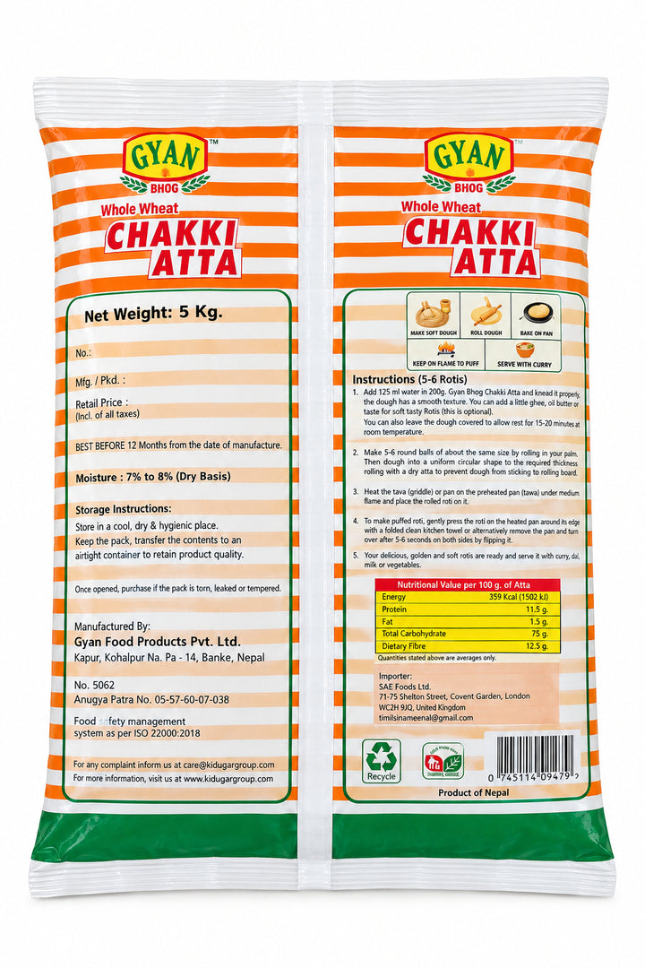 Gyan Flour Whole Wheat Chakki Atta 5kg
