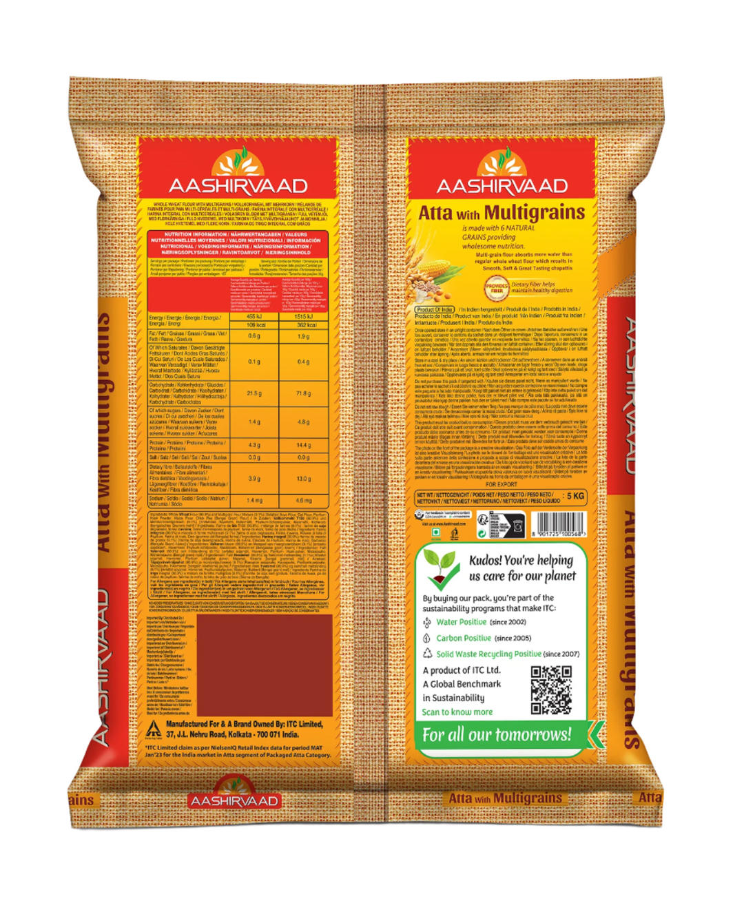 Aashirvaad Atta Multigrains Whole Wheat Flour 2Kg