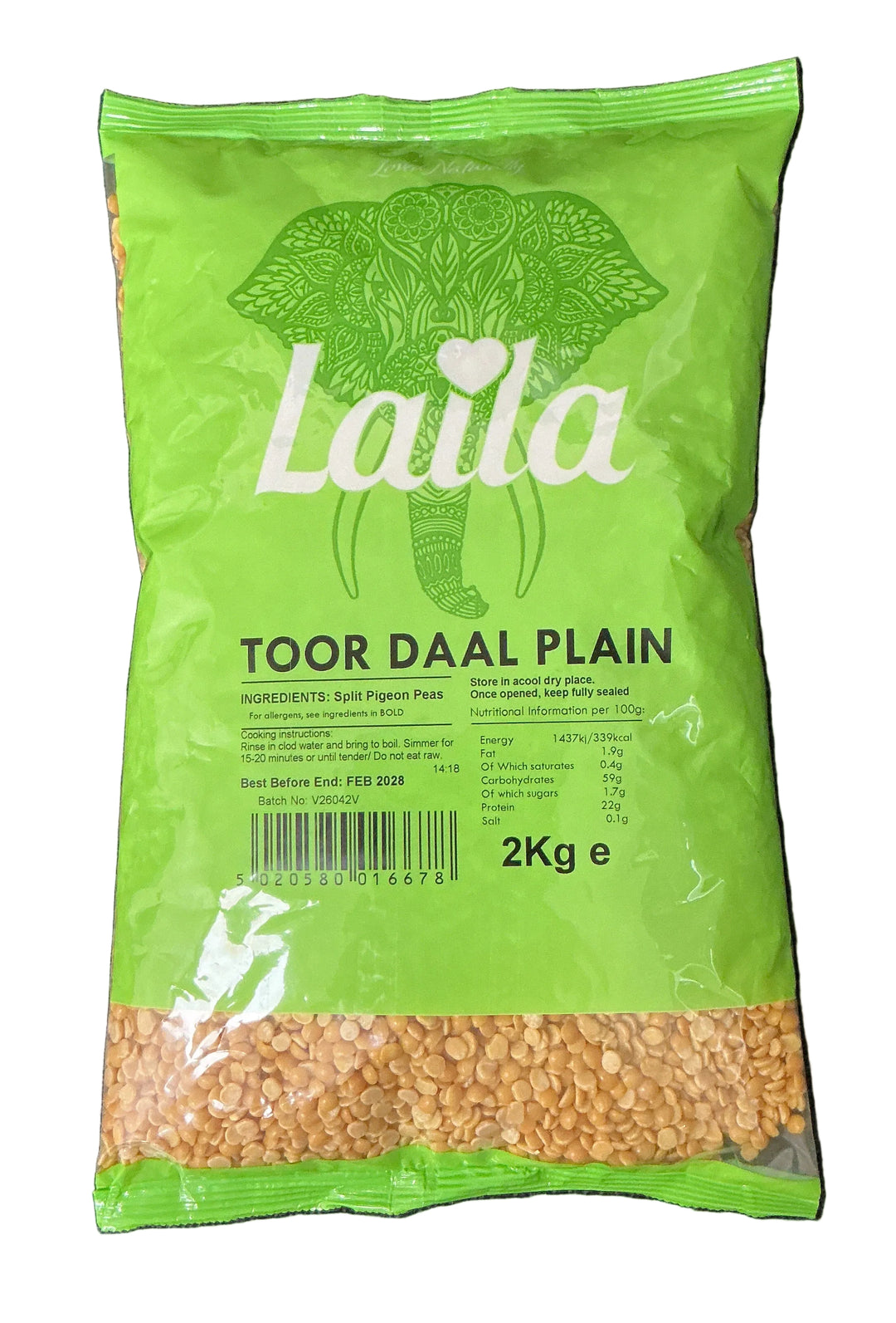 Laila Lentils Toor Dall Plain 2kg