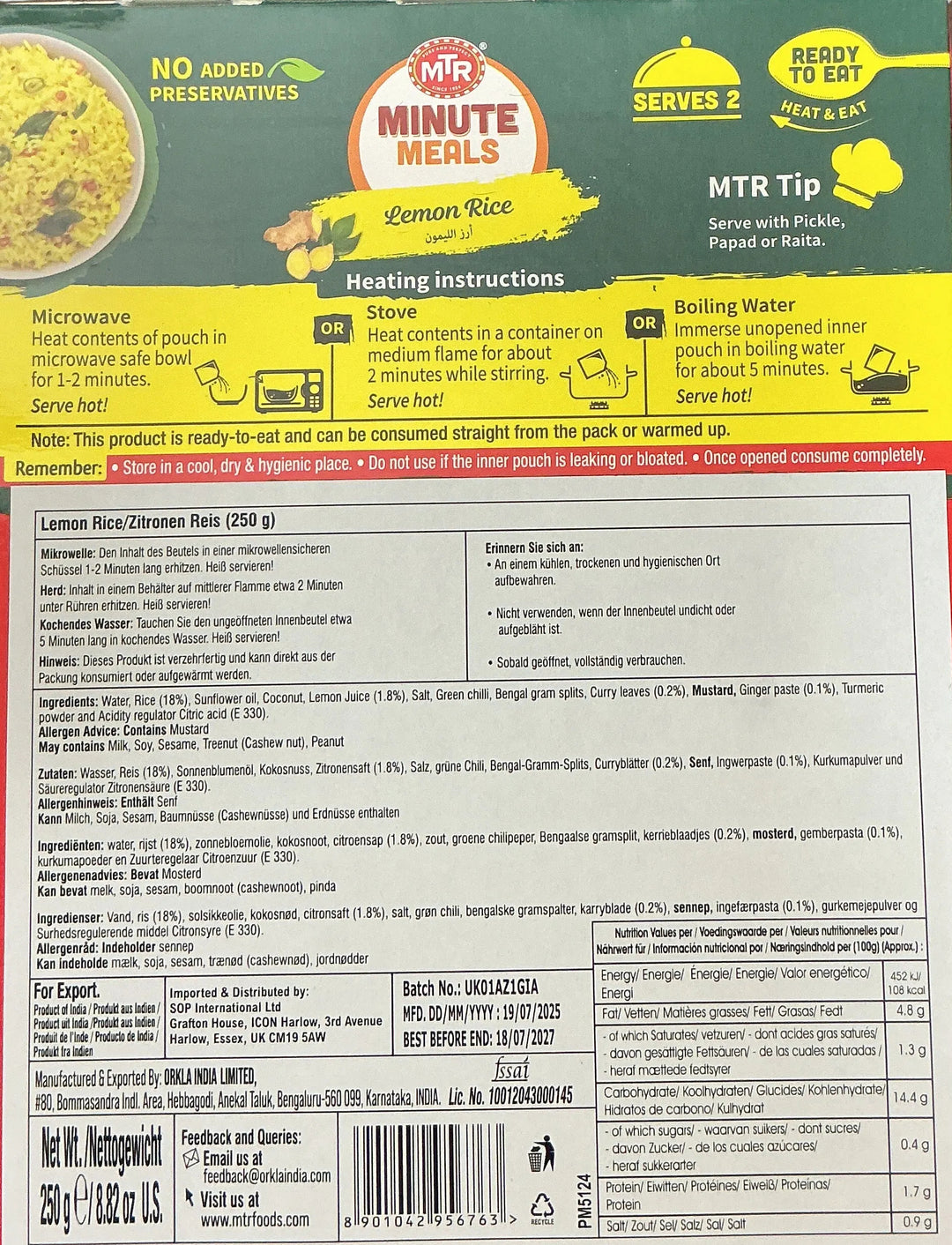 MTR Minute Meals Lemon Rice 250g