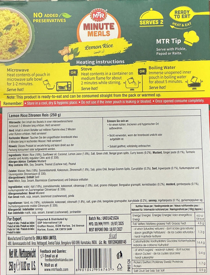 MTR Minute Meals Lemon Rice 250g