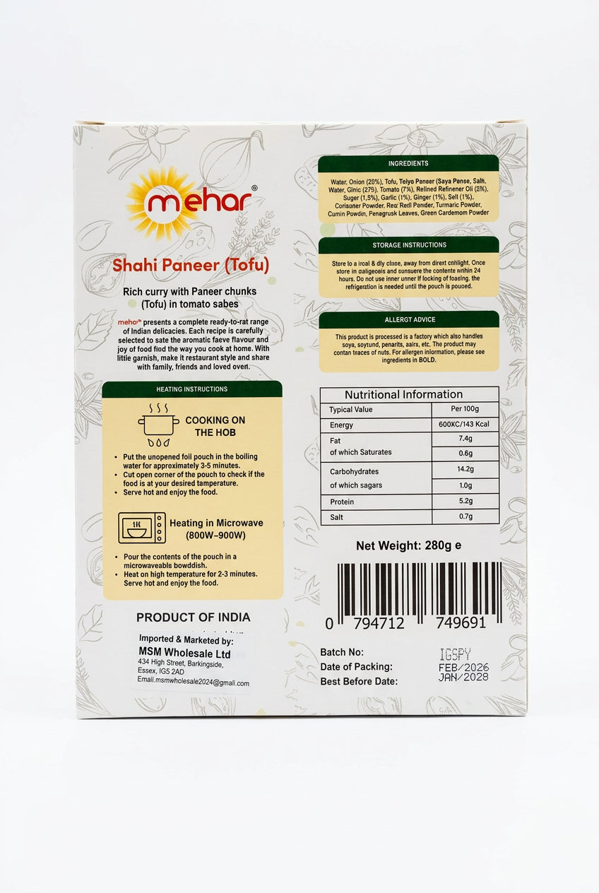 Maher Ready Meal Shahi Paneer Tofu 280g