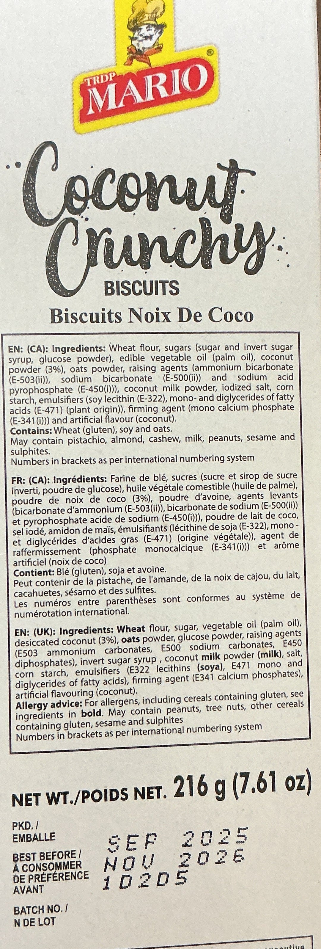 Mario Biscuits Coconut Crunchy 216g - ExoticEstore