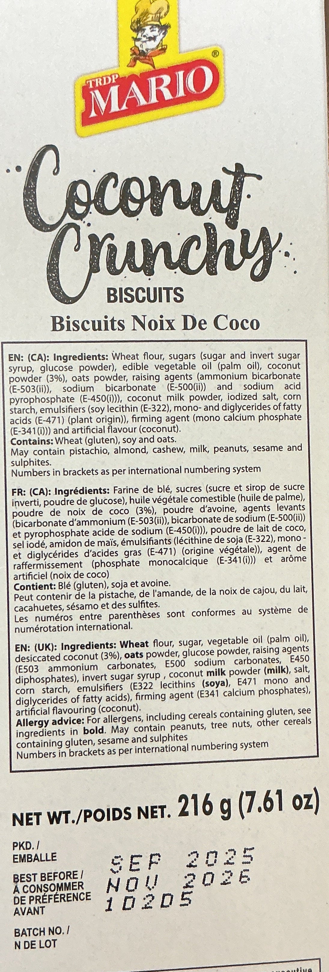 Mario Biscuits Coconut Crunchy 216g - ExoticEstore