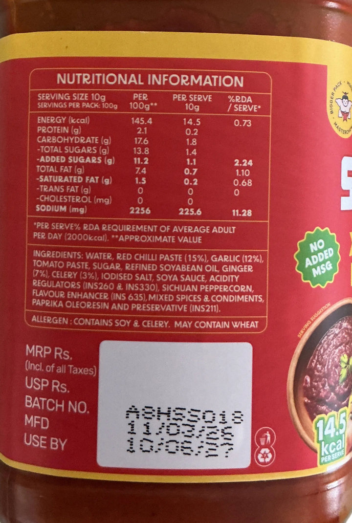 Master Chow Sauce Hot &amp; Spicy Schezwan 1kg