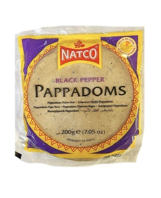 Natco Pappadoms Black Pepper 100g