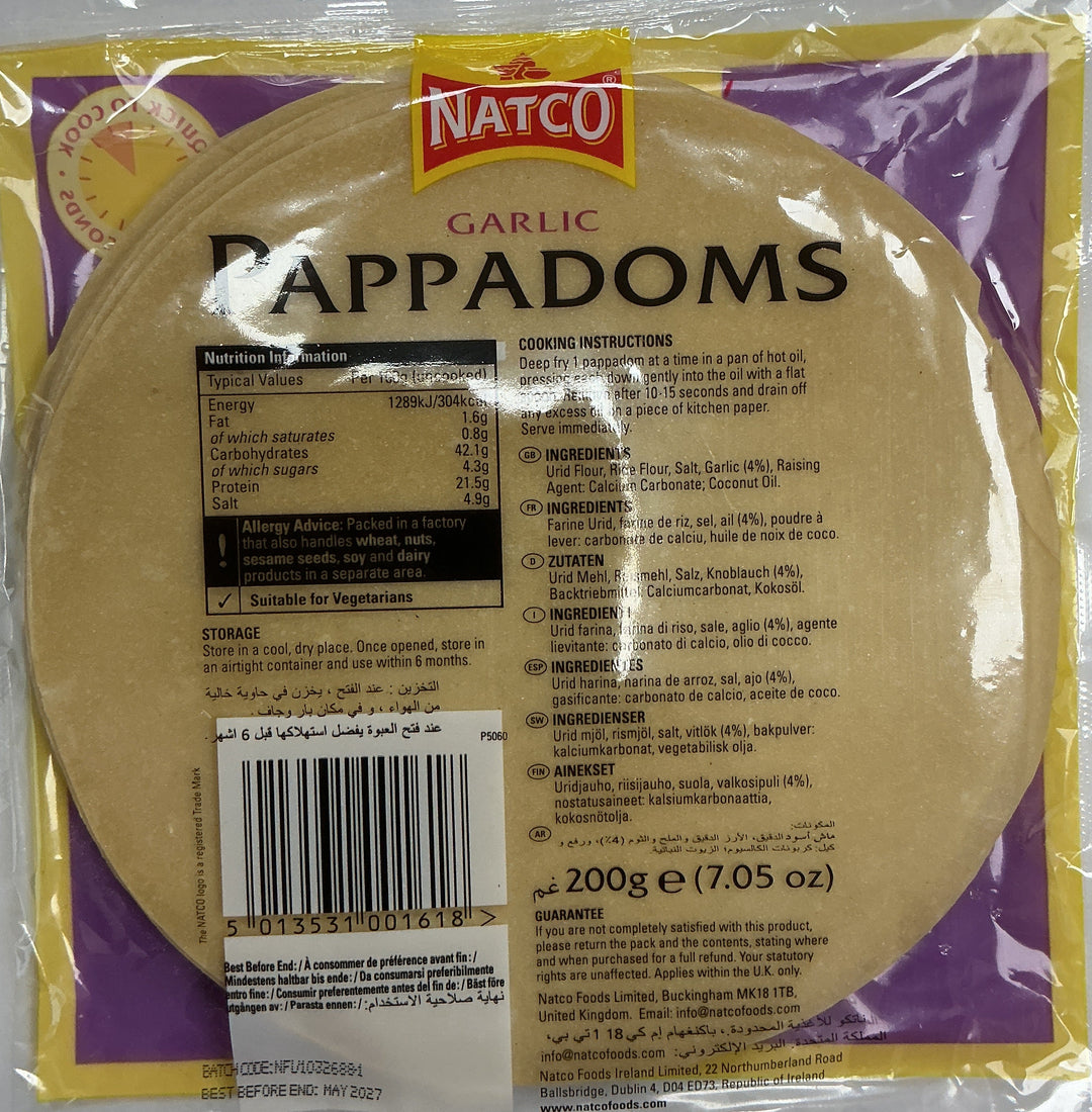 Natco Pappadoms Garlic 200g