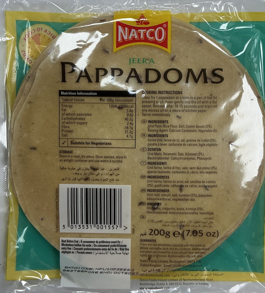 Natco Pappadoms Jeera 200g