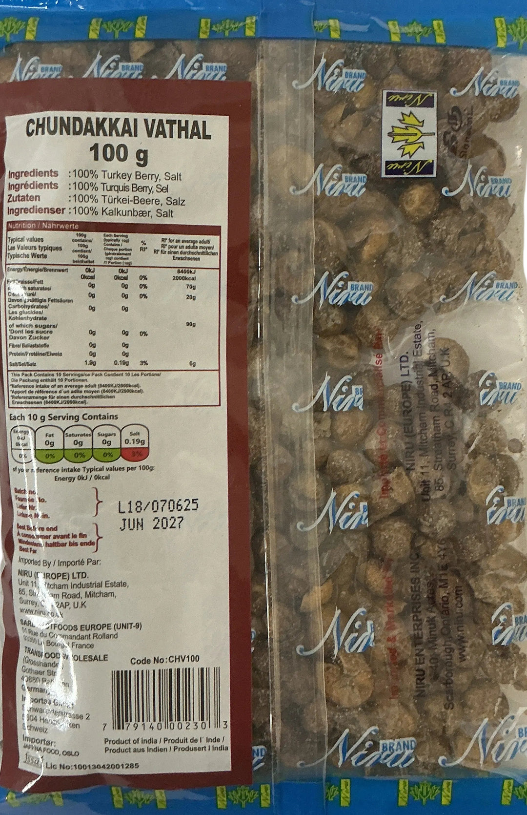 Niru Chundakkai Vathal Turkey Berry 100g - ExoticEstore