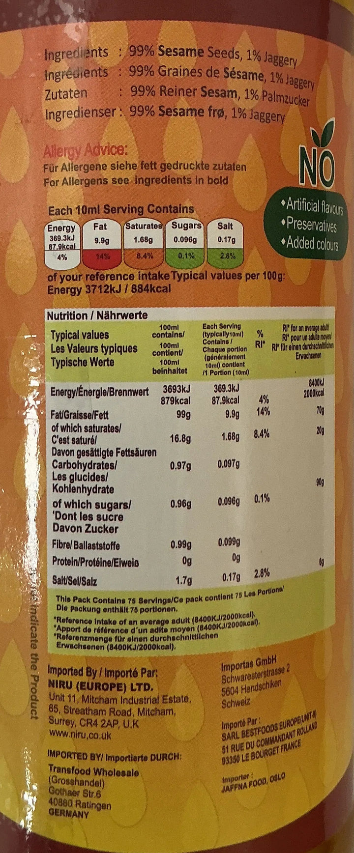 Niru Oil Sesame Gingelly 750ml