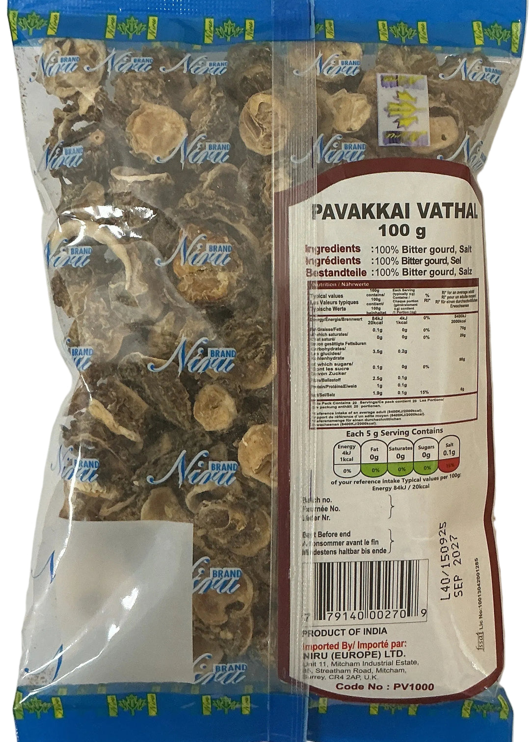 Niru Pavakkai Vatahl Bitter Gourd 100g
