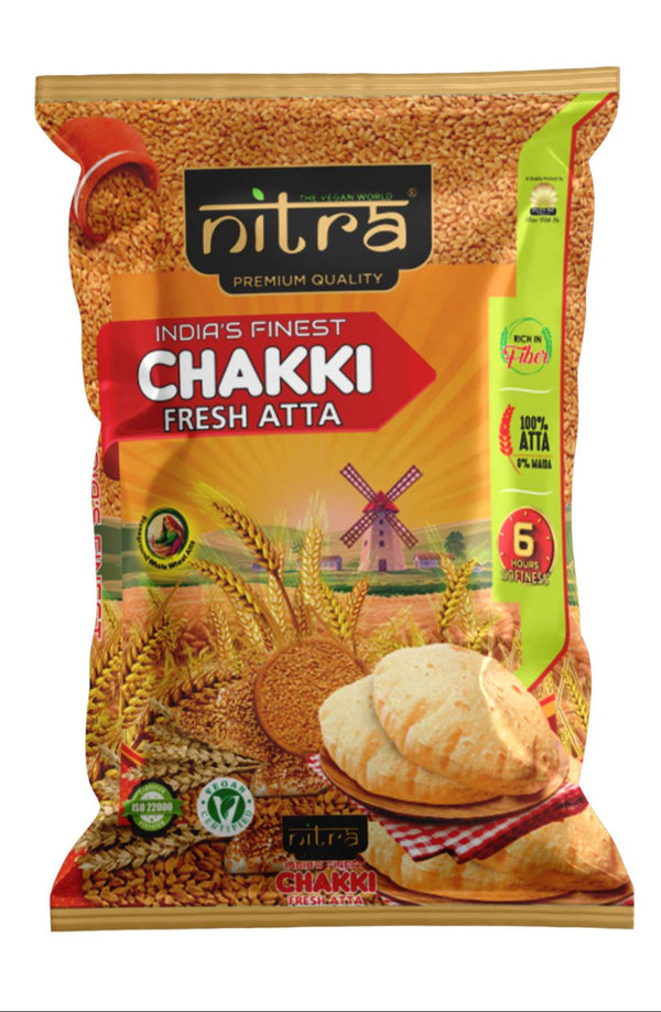 Nitra Flour Indias Finest Chakki Fresh Atta 10Kg - ExoticEstore