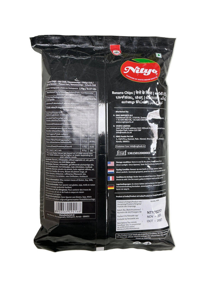 Nitya Banana Chips Hot Chilli 170g